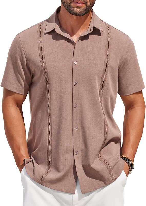 COOFANDY Men's Saint Patrick's Day Parade Green Cuban Guayabera Shirt
