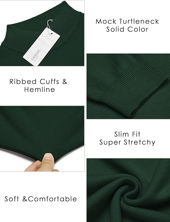 COOFANDY Men's Slim Fit Mock Turtleneck Pullover Sweater Casual Basic Knitted Thermal Sweaters