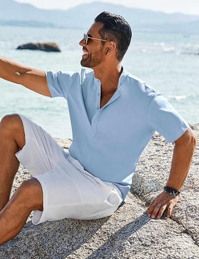 COOFANDY Men's Henley Shirt Short Sleeve Casual T-Shirt Summer Beach Hippie Henley Tee Shirt