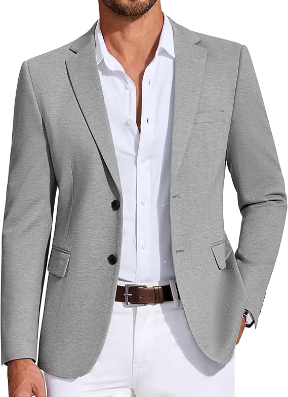 COOFANDY Mens Casual Blazer Knit Sport Coat Lightweight Two Button Suit Jacket