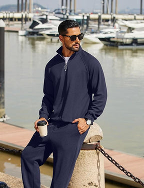 COOFANDY Men's Tracksuit 2 Piece Relaxed Fit Half-zip Sweatsuits Athletic Running Jogging Suit Sets