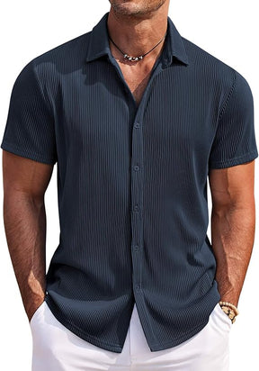 COOFANDY Men's Casual Shirts Short Sleeve Button Down Shirt for Men Wedding Beach Fashion Shirt