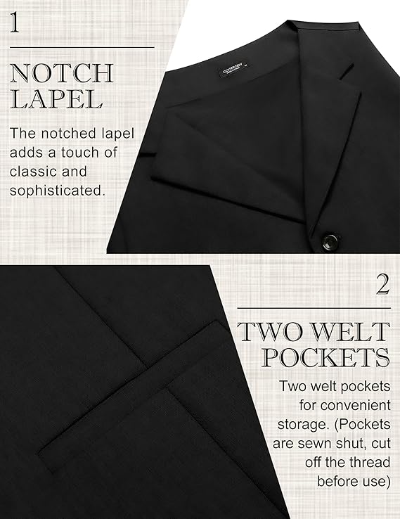 COOFANDY Men's Suit Vests Slim Fit Waistcoat Notch Lapel Casual Formal Vest