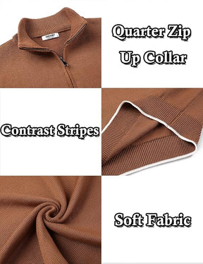 COOFANDY Men's Quarter Zip Up Pullover Slim Fit Lightweight Mock Neck Long Sleeve Sweaters