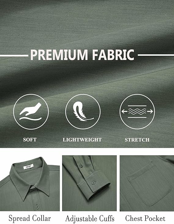 COOFANDY Men's Long Sleeve Button Down Denim Dress Shirt