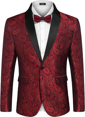 COOFANDY Mens Floral Tuxedo Jacket Paisley Shawl Lapel Suit Blazer Jacket for Dinner,Prom,Wedding