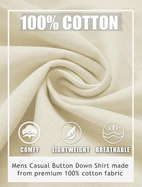 COOFANDY Men's Casual Button Down Shirts Long Sleeve Cotton Beach Wedding Shirt Summer Linen Shirt for Men