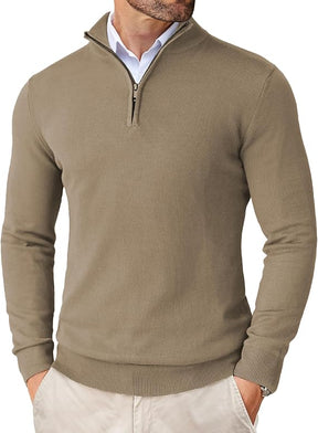 COOFANDY Men's Quarter Zip Up Sweaters Slim Fit Lightweight Mock Neck Pullover Casual Polo Sweaters