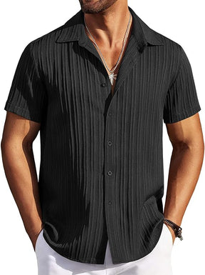 COOFANDY Men's Casual Button Down Shirts Short Sleeve Textured Summer Beach Shirts