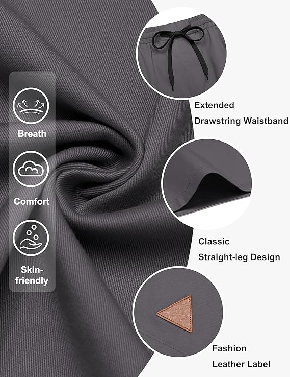 COOFANDY Mens 9" Casual Shorts with Zipper Pocket Elastic Waist Drawstring Chinos Short Summer Lightweight Cotton Shorts