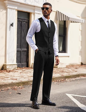 COOFANDY Men's 3 Pieces Suits Classic Fit 2 Buttons Dress Suit Set Wedding Business Dinner Prom Jacket Vest Pants