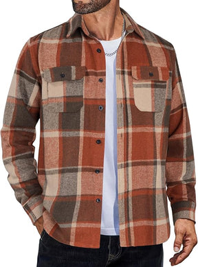 COOFANDY Mens Flannel Shirts Long Sleeve Plaid Shirt Jacket Button Down Shirt with Pockets