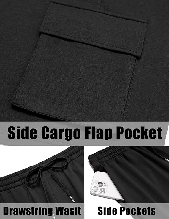 COOFANDY Men's Casual Short Sets 2 Piece Outfits Cotton T-Shirts and Cargo Shorts Set Summer Jogging Tracksuit