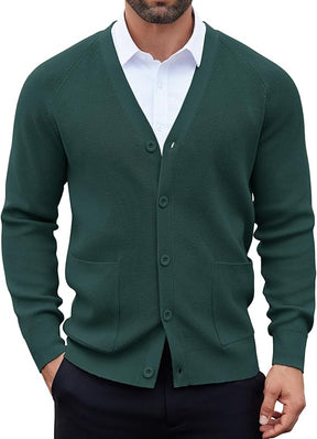 COOFANDY Men's Cardigan Sweaters with Button Lightweight Casual V Neck Long Sleeve Pockets Knitted Sweater