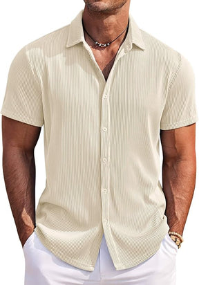 COOFANDY Men's Casual Shirts Short Sleeve Button Down Shirt for Men Wedding Beach Fashion Shirt