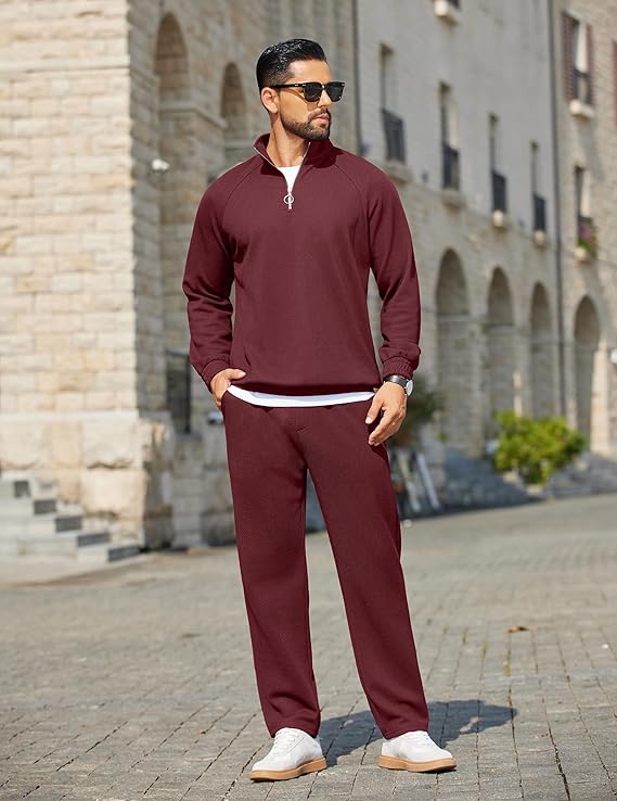 COOFANDY Men's Tracksuit 2 Piece Relaxed Fit Half-zip Sweatsuits Athletic Running Jogging Suit Sets