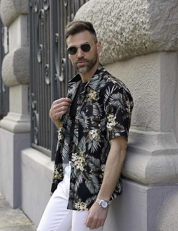COOFANDY Men's Saint Patrick's Day Green Hawaiian Shirt Short Sleeve Casual Button Down Perfect for Parade & Tropical Beach Wear