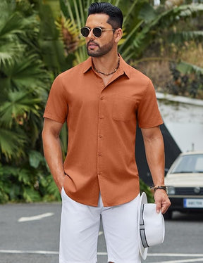 COOFANDY Mens Button Down Shirts Lightweight Breathable Short Sleeve Shirt Summer Beach Top