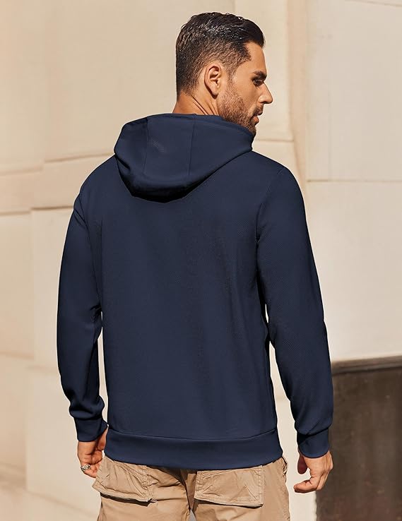 COOFANDY Mens Hoodie Long Sleeve Casual Pullover Hooded Sweatshirt Fashion Drawstring Hoodies with Pocket