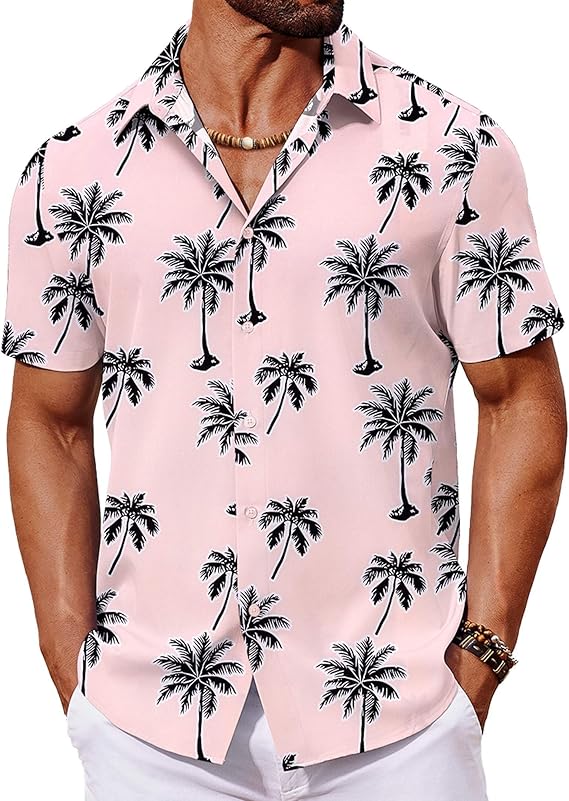 COOFANDY Hawaiian Shirt Short Sleeve Button Down Shirts Tropical Floral