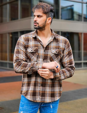 COOFANDY Men's Faux Shearling Lined Flannel Shirt Jacket Long Sleeve Button Up Fleece Plaid Shirts S-XXL