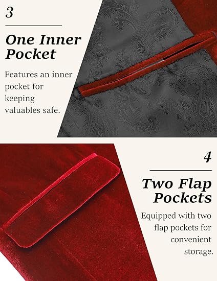 COOFANDY Men's Velvet Blazer One Button Velour Tuxedo Jacket Notched Lapel Suit Jackets for Prom Wedding Party Dinner