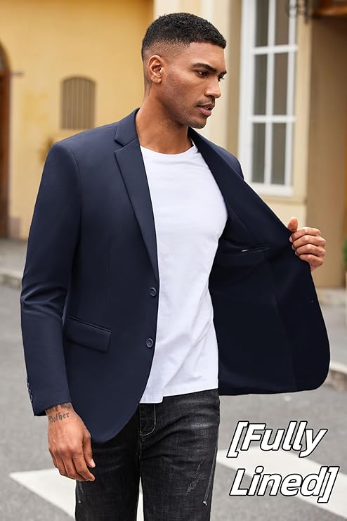 COOFANDY Men's V-Neck Slim Fit Blazer with Button Pockets