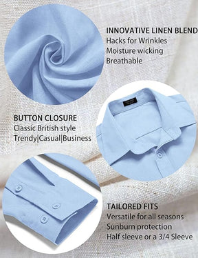 COOFANDY Men's Casual Long Sleeve Button Down Summer Beach Shirt
