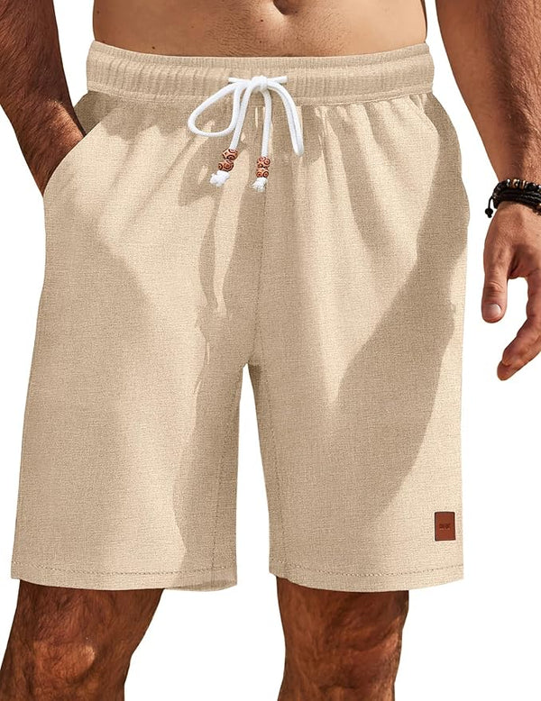 COOFANDY Mens Summer Beach Shorts Casual Elastic Waist Drawstring Short Vacation Shorts with Pockets