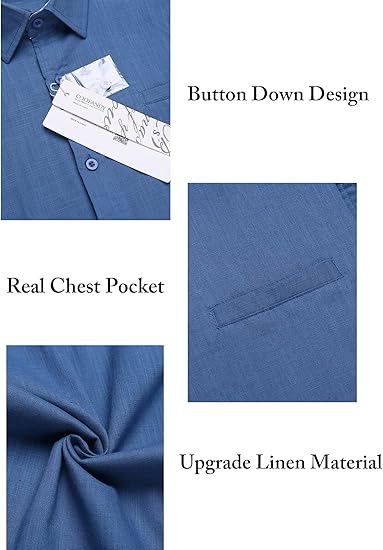 COOFANDY Men's Casual Linen Shirts Short Sleeve Button Down Shirt Summer Beach Tops