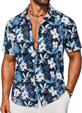 COOFANDY Mens Hawaiian Shirt Short Sleeve Button Down Floral Aloha Shirts Tropical Vacation Beach Shirts
