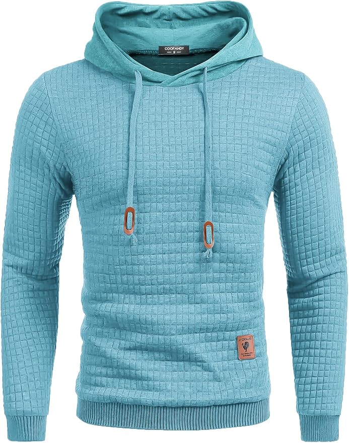 COOFANDY Mens Hooded Sweatshirt Casual Long Sleeve Drawstring Waffle Knit Pullover Hoodies