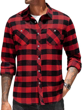 COOFANDY Flannel Plaid Shirts Long Sleeve Button Down Shirt
