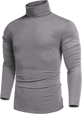 Slim Fit Turtleneck Basic Cotton Sweater (US Only) Sweaters COOFANDY Store Grey S 