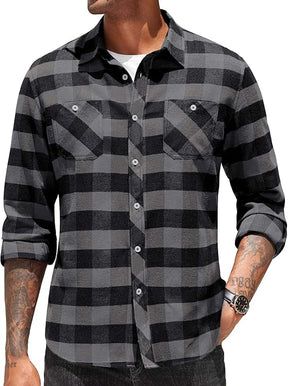 COOFANDY Flannel Plaid Shirts Long Sleeve Button Down Shirt