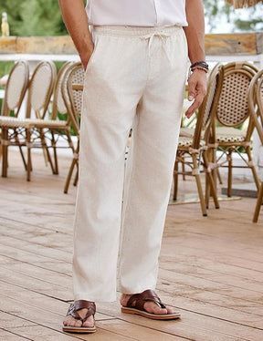 COOFANDY Men's Linen Pants Drawstring Casual Loose Fit Beach Summer Pants Lightweight Linen Trousers Yoga Pants