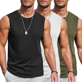 COOFANDY Mens Workout Tank Tops Cotton 3 Pack Soft Gym Muscle Shirt Sleeveless Classic T Shirts