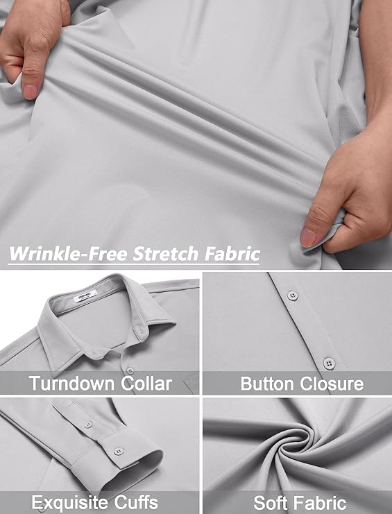 COOFANDY Mens Wrinkle Free Dress Shirts Long Sleeve Untucked Shirts Casual Button Down Shirts