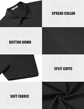 COOFANDY Mens Casual Shirts Short Sleeve Button Down Shirt Wrinkle Free Summer Shirt