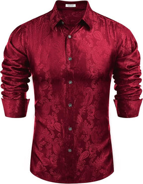 COOFANDY Men's Saint Patrick's Day Green Long Sleeve Dress Shirt for Bar Crawl Party Prom Dance