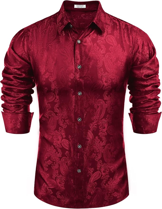 COOFANDY Men's Saint Patrick's Day Green Long Sleeve Dress Shirt for Bar Crawl Party Prom Dance