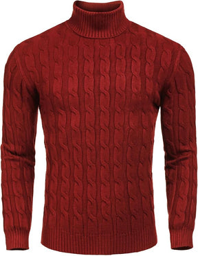 COOFANDY Men's Slim Fit Turtleneck Sweater Casual Twisted Knitted Pullover Sweaters