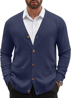 COOFANDY Men's Cardigan Sweater Long Sleeve Casual V Neck Button Down Knitted Sweater with Pockets