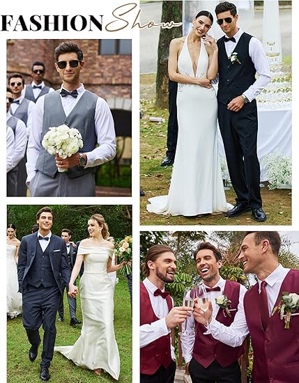 COOFANDY Men's Suit Vest Slim Fit Formal Dress Waistcoat Casual Business Vests for Suit or Tuxedo