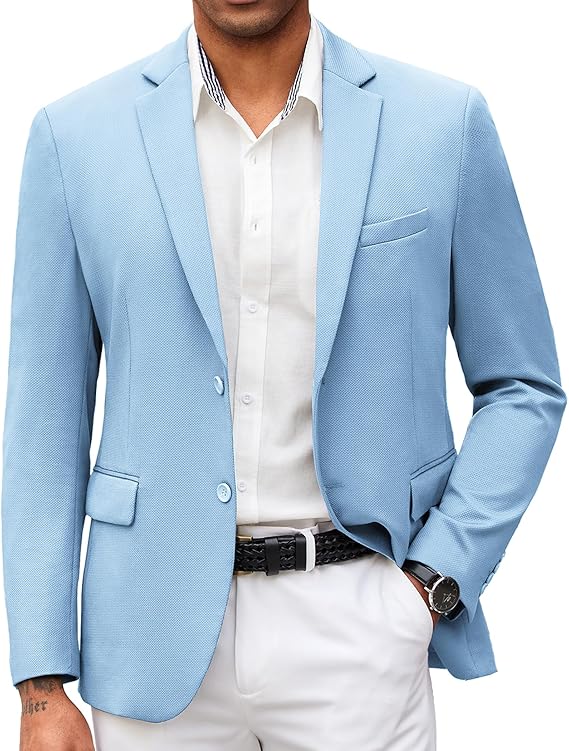 COOFANDY Men's V-Neck Slim Fit Blazer with Button Pockets