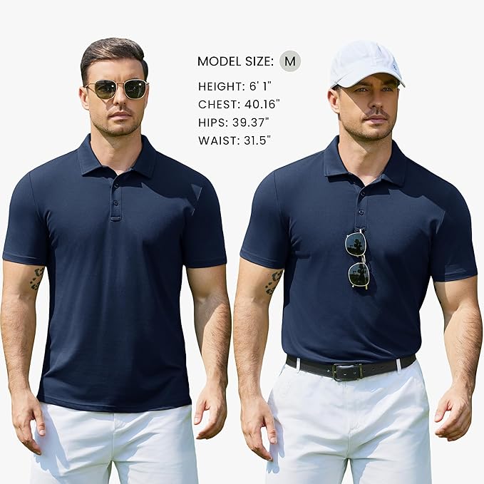 COOFANDY Men's Polo Shirts Short Sleeve Pique Jersey Golf Shirt Casual Summer Collared T-Shirts
