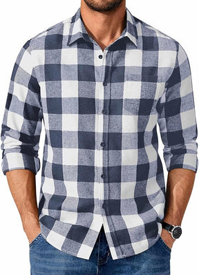 COOFANDY Men's Casual Long Sleeve Button Up Plaid Flannel Shirt Jacket with Pocket