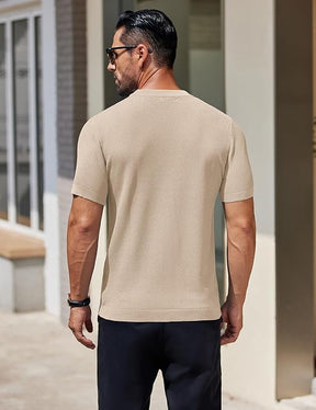 COOFANDY Men's Knit T-Shirts Short Sleeve Crewneck Shirt Casual Textured Pullover Tees