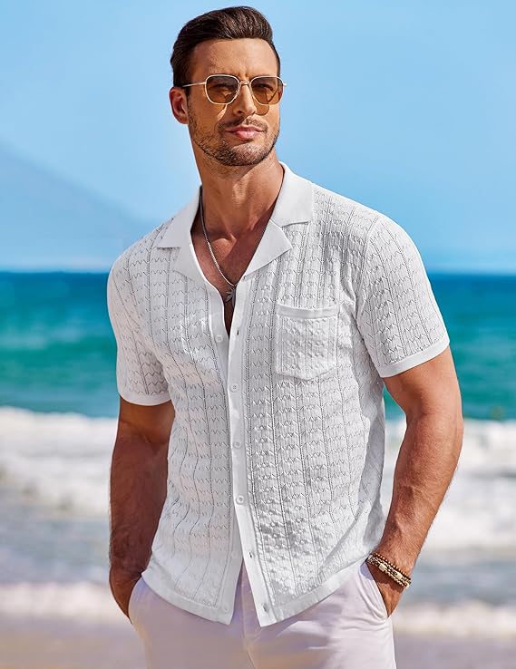 COOFANDY Button Down Shirt Polo Shirts Short Sleeve