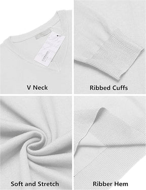 COOFANDY Men Casual V Neck Sweater Ribbed Knit Slim Fit Long Sleeve Pullover Top